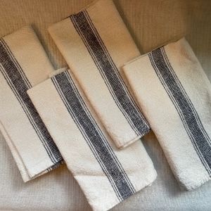 Pottery Barn French Stripe Organic Cotton napkins - Black/ Ecru - Set 4 EUC